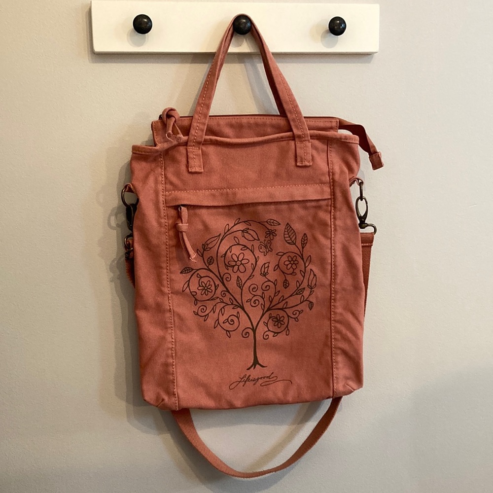 Life is Good Canvas Crossbody Tote